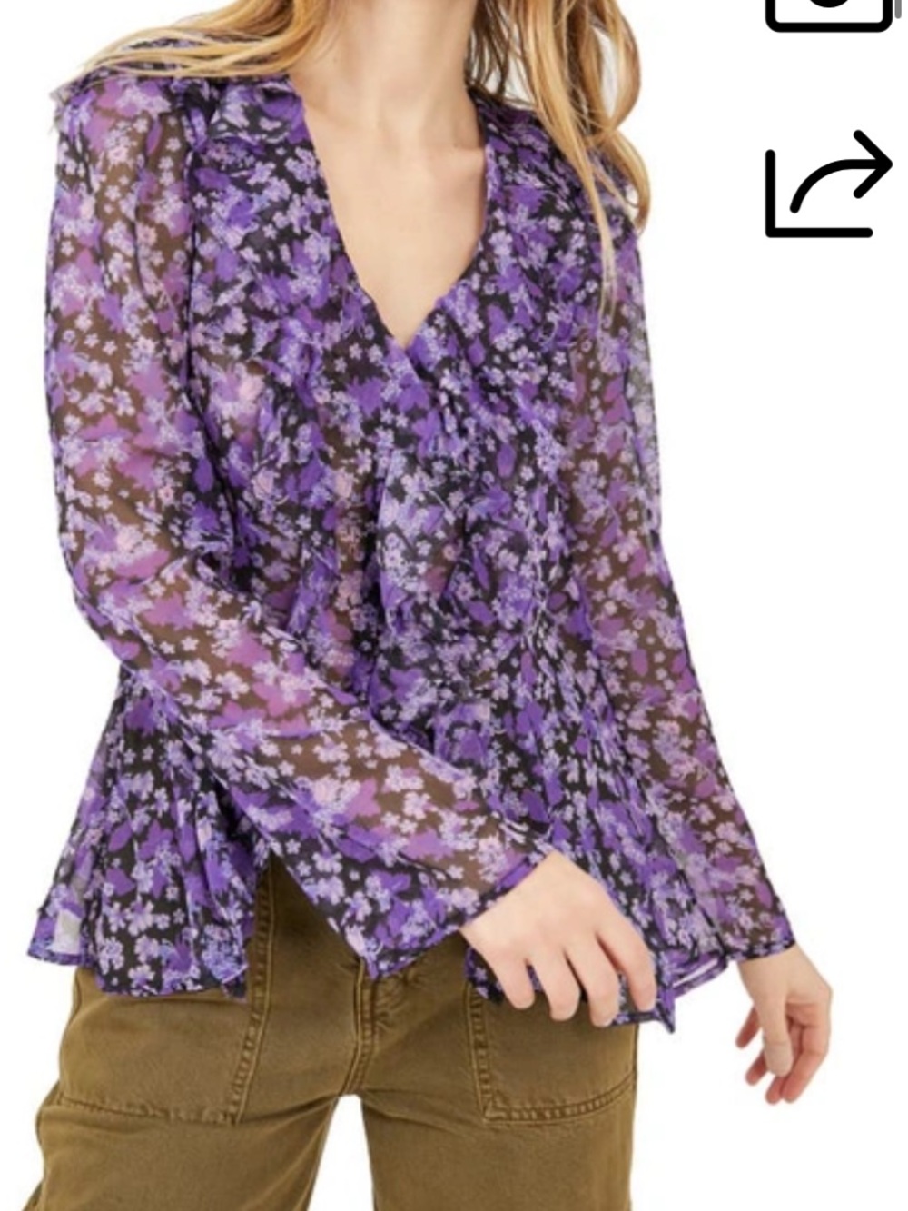 NWT Free People Nina Printed
Ruffle Blouse - Size M